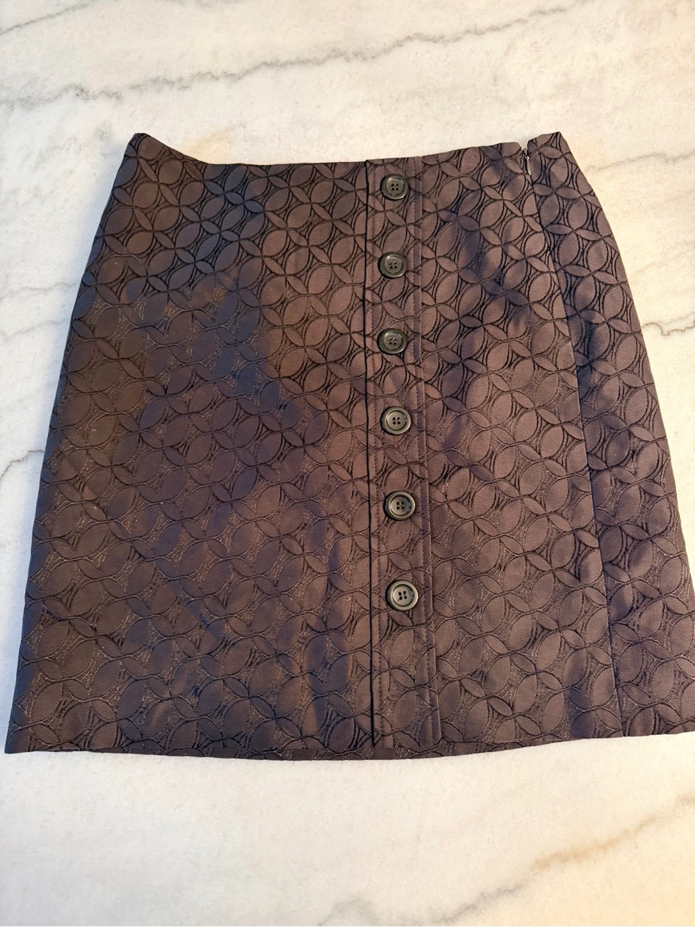 Ann Taylor Chocolate Brown Textured Button-Front Mini Skirt